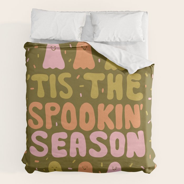 Tis the Spookin Season in Green Duvet Cover