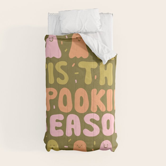 Tis the Spookin Season in Green Comforter