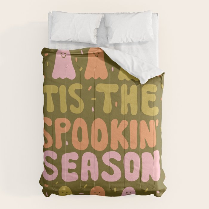Tis the Spookin Season in Green Comforter