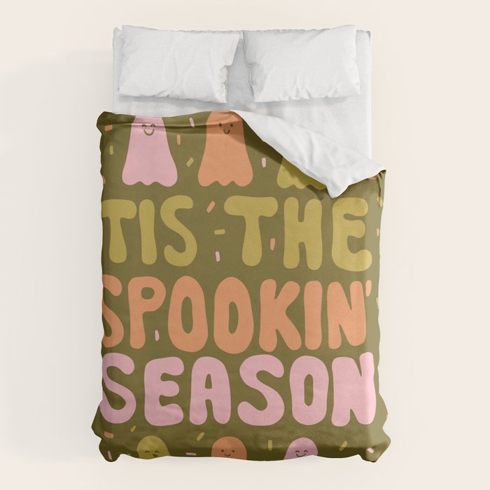 Tis the Spookin Season in Green Duvet Cover