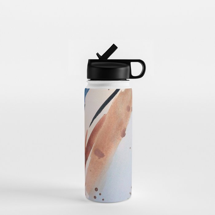 708 - a minimal mixed media abstract piece in blues, pinks, and white Water Bottle