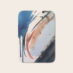 708 - a minimal mixed media abstract piece in blues, pinks, and white Bath Mat