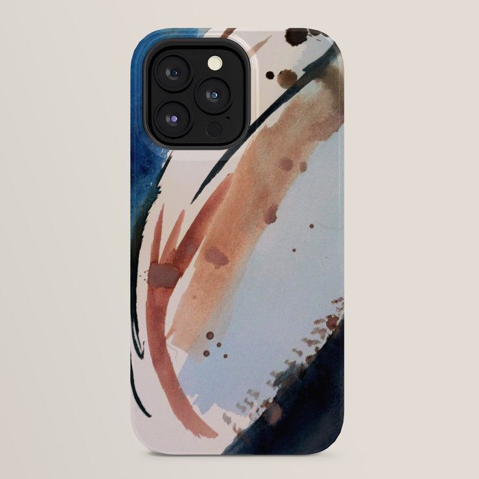 708 - a minimal mixed media abstract piece in blues, pinks, and white iPhone Case