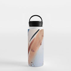 708 - a minimal mixed media abstract piece in blues, pinks, and white Water Bottle