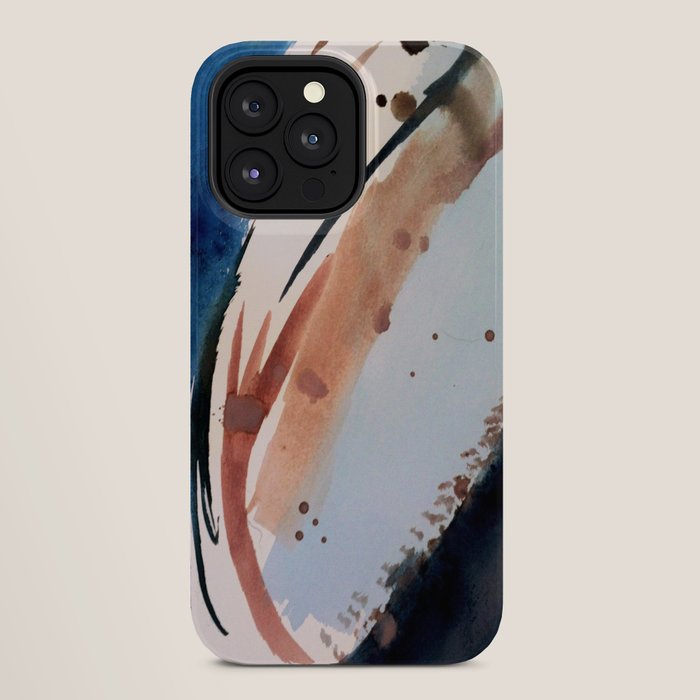 708 - a minimal mixed media abstract piece in blues, pinks, and white iPhone Case