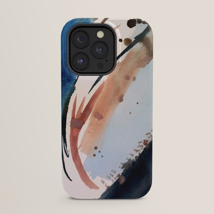 708 - a minimal mixed media abstract piece in blues, pinks, and white iPhone Case