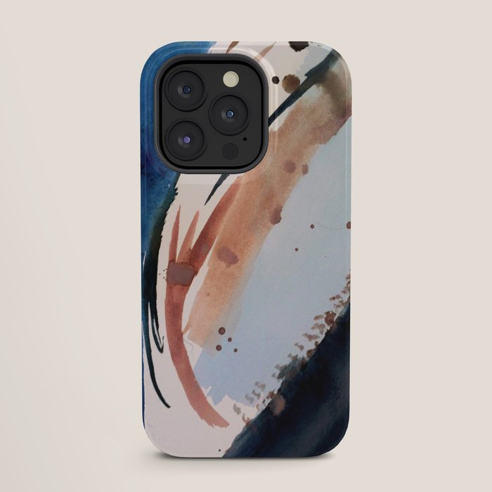 708 - a minimal mixed media abstract piece in blues, pinks, and white iPhone Case