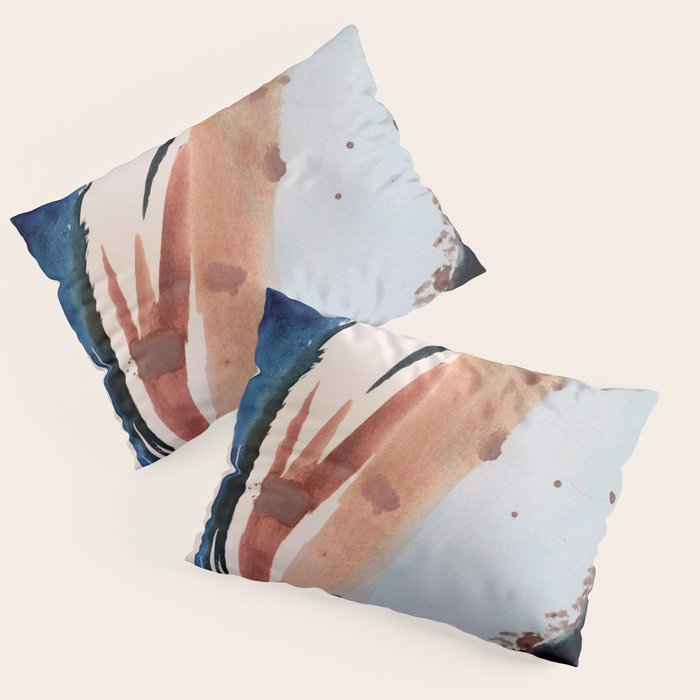 708 - a minimal mixed media abstract piece in blues, pinks, and white Pillow Sham