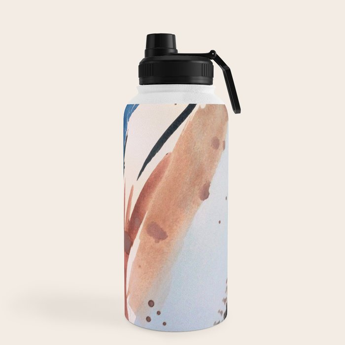 708 - a minimal mixed media abstract piece in blues, pinks, and white Water Bottle