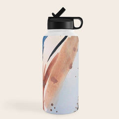 708 - a minimal mixed media abstract piece in blues, pinks, and white Water Bottle