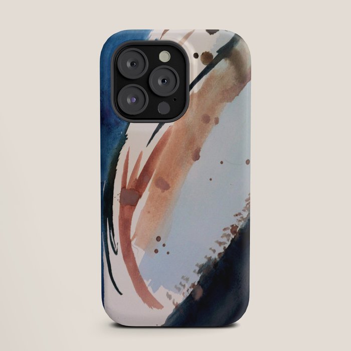 708 - a minimal mixed media abstract piece in blues, pinks, and white iPhone Case