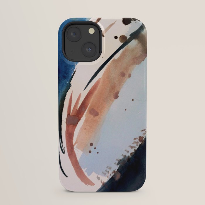 708 - a minimal mixed media abstract piece in blues, pinks, and white iPhone Case