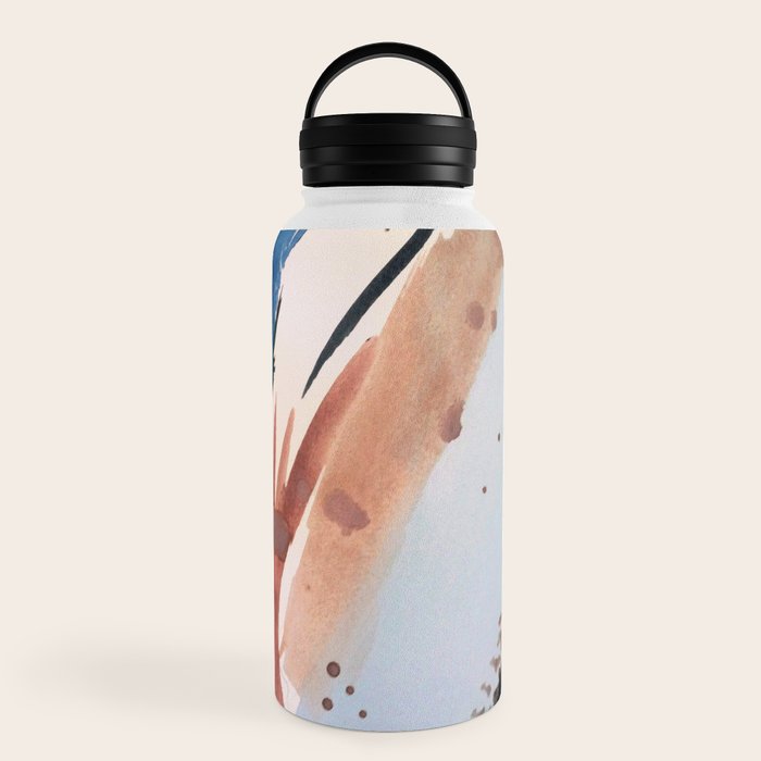 708 - a minimal mixed media abstract piece in blues, pinks, and white Water Bottle
