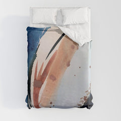 708 - a minimal mixed media abstract piece in blues, pinks, and white Duvet Cover