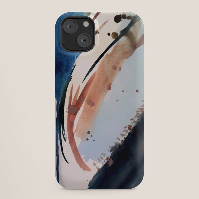 708 - a minimal mixed media abstract piece in blues, pinks, and white iPhone Case