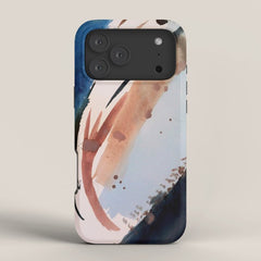 708 - a minimal mixed media abstract piece in blues, pinks, and white iPhone Case