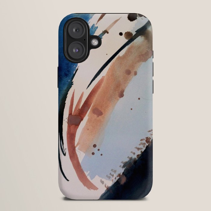 708 - a minimal mixed media abstract piece in blues, pinks, and white iPhone Case