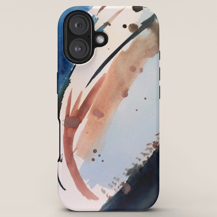 708 - a minimal mixed media abstract piece in blues, pinks, and white iPhone Case