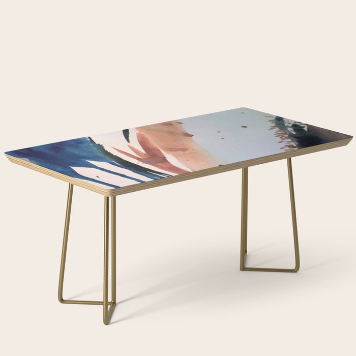 708 - a minimal mixed media abstract piece in blues, pinks, and white Coffee Table