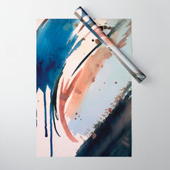 708 - a minimal mixed media abstract piece in blues, pinks, and white Wrapping Paper