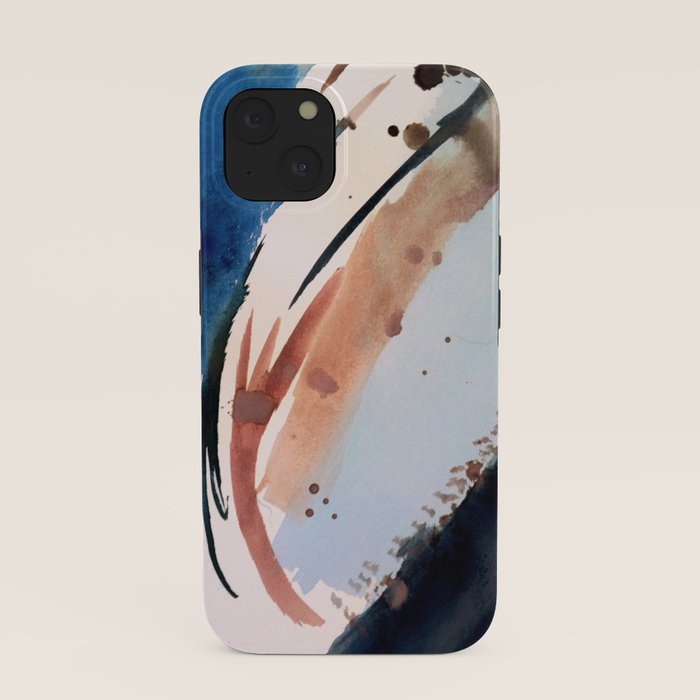 708 - a minimal mixed media abstract piece in blues, pinks, and white iPhone Case