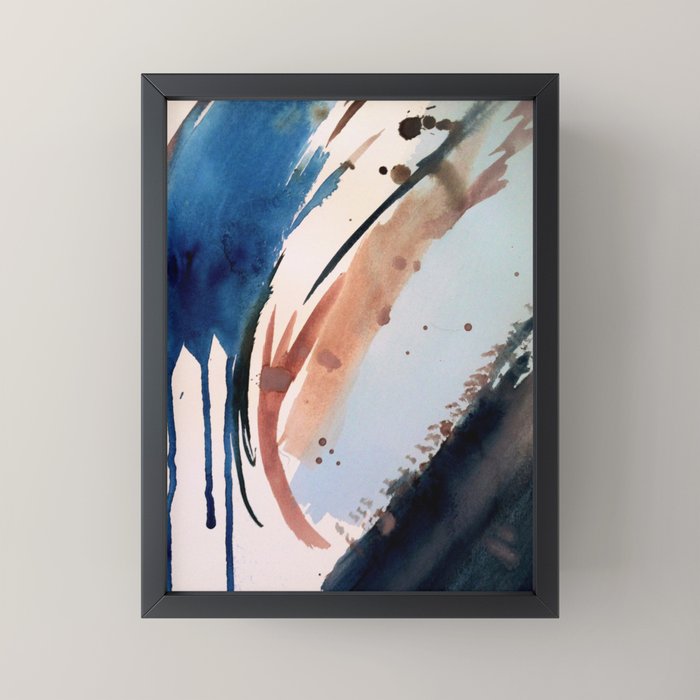 708 - a minimal mixed media abstract piece in blues, pinks, and white Mini Art Print
