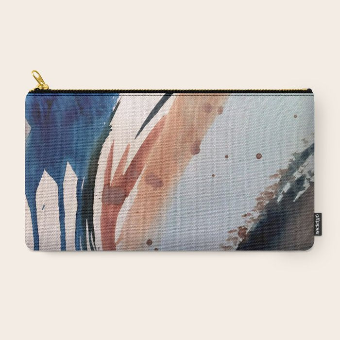 708 - a minimal mixed media abstract piece in blues, pinks, and white Carry All Pouch