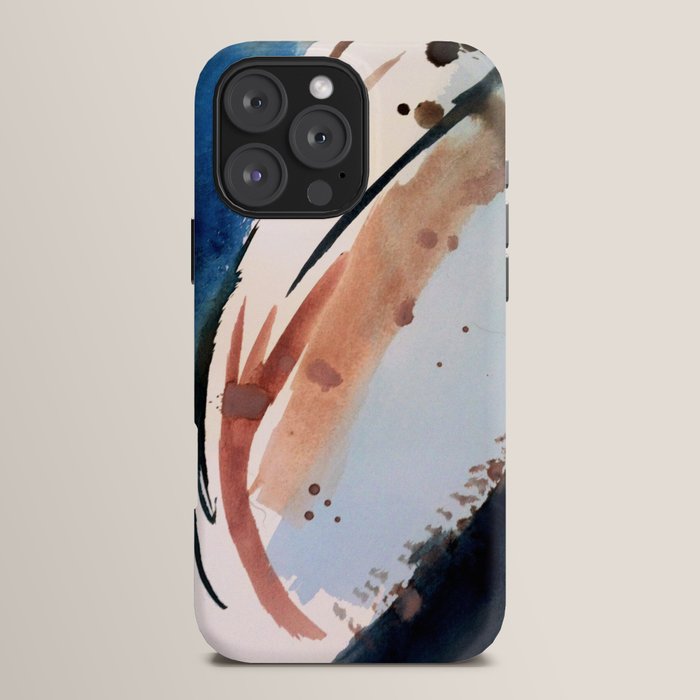 708 - a minimal mixed media abstract piece in blues, pinks, and white iPhone Case