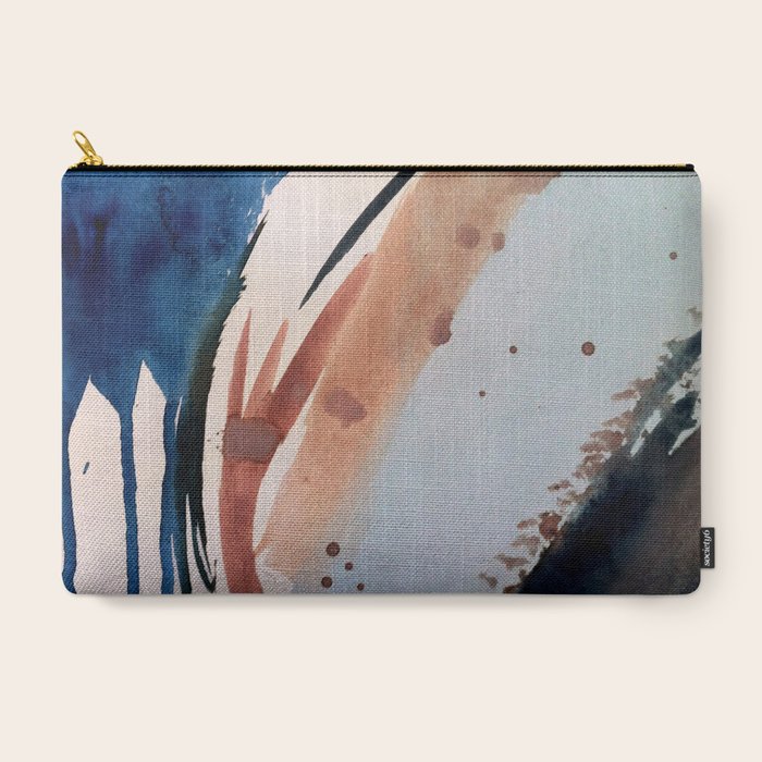 708 - a minimal mixed media abstract piece in blues, pinks, and white Carry All Pouch