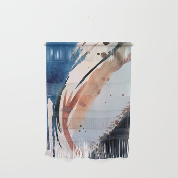 708 - a minimal mixed media abstract piece in blues, pinks, and white Wall Hanging