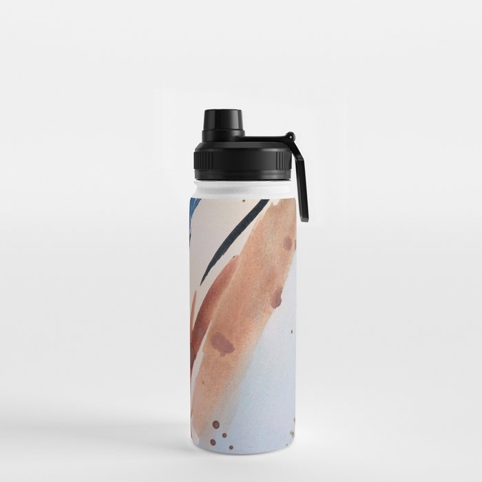 708 - a minimal mixed media abstract piece in blues, pinks, and white Water Bottle