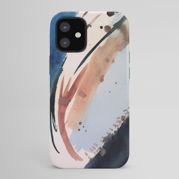 708 - a minimal mixed media abstract piece in blues, pinks, and white iPhone Case