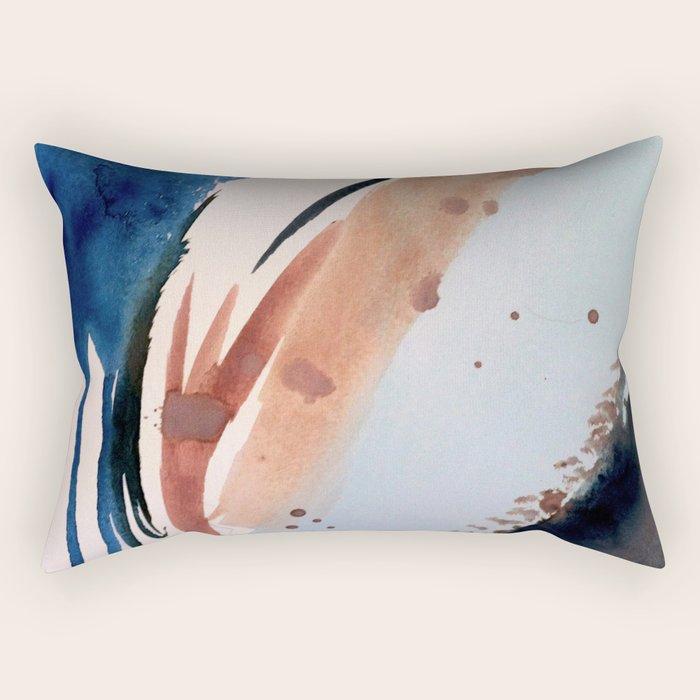 708 - a minimal mixed media abstract piece in blues, pinks, and white Rectangular Pillow