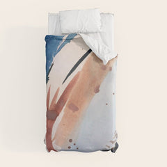 708 - a minimal mixed media abstract piece in blues, pinks, and white Duvet Cover