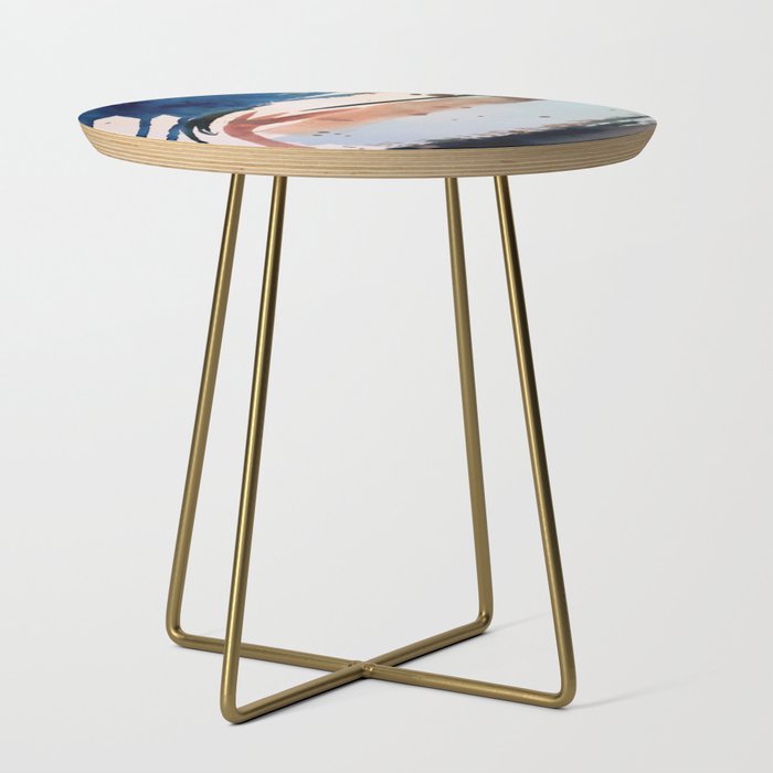 708 - a minimal mixed media abstract piece in blues, pinks, and white Side Table