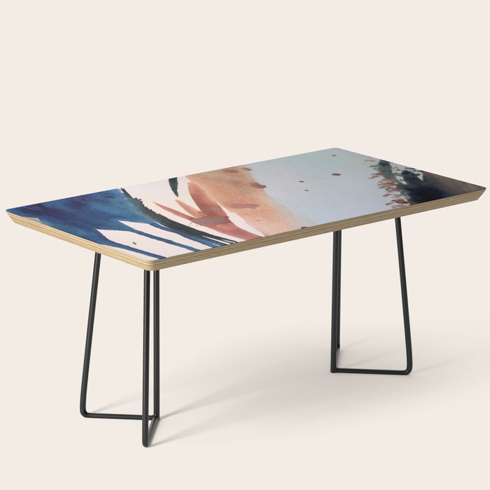 708 - a minimal mixed media abstract piece in blues, pinks, and white Coffee Table