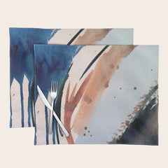 708 - a minimal mixed media abstract piece in blues, pinks, and white Placemat