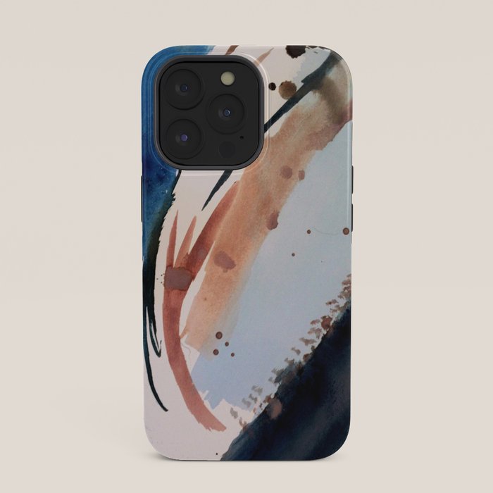 708 - a minimal mixed media abstract piece in blues, pinks, and white iPhone Case
