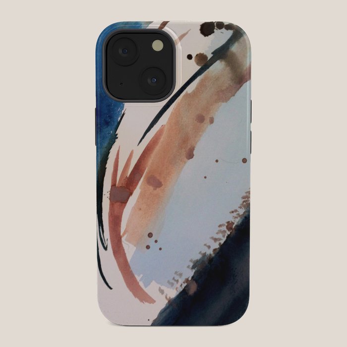 708 - a minimal mixed media abstract piece in blues, pinks, and white iPhone Case