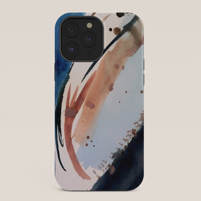 708 - a minimal mixed media abstract piece in blues, pinks, and white iPhone Case