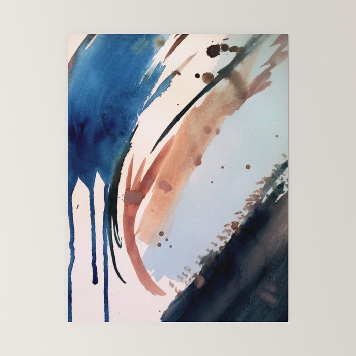 708 - a minimal mixed media abstract piece in blues, pinks, and white Mini Art Print