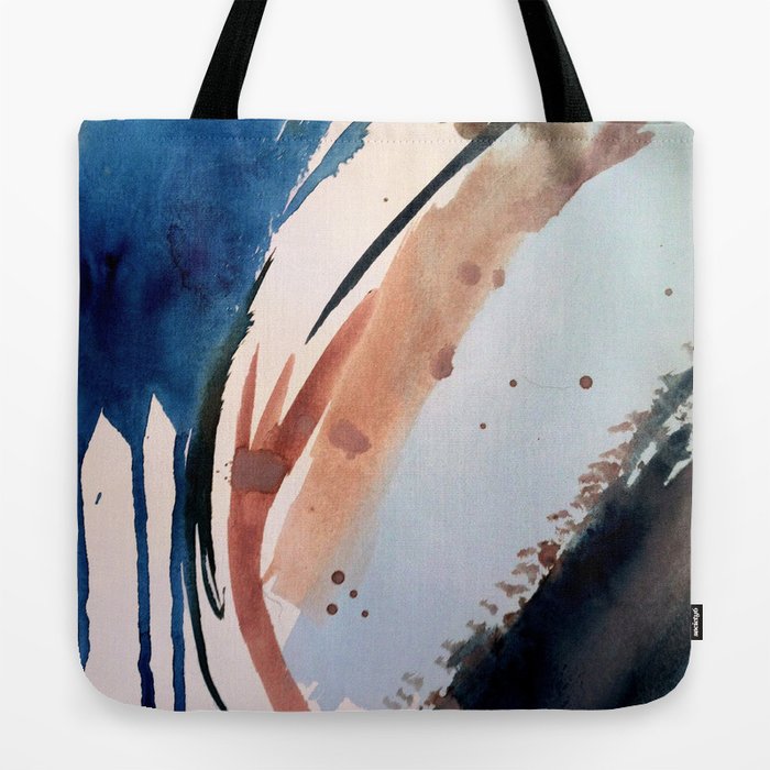 708 - a minimal mixed media abstract piece in blues, pinks, and white Tote Bag