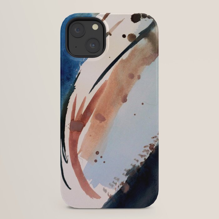 708 - a minimal mixed media abstract piece in blues, pinks, and white iPhone Case