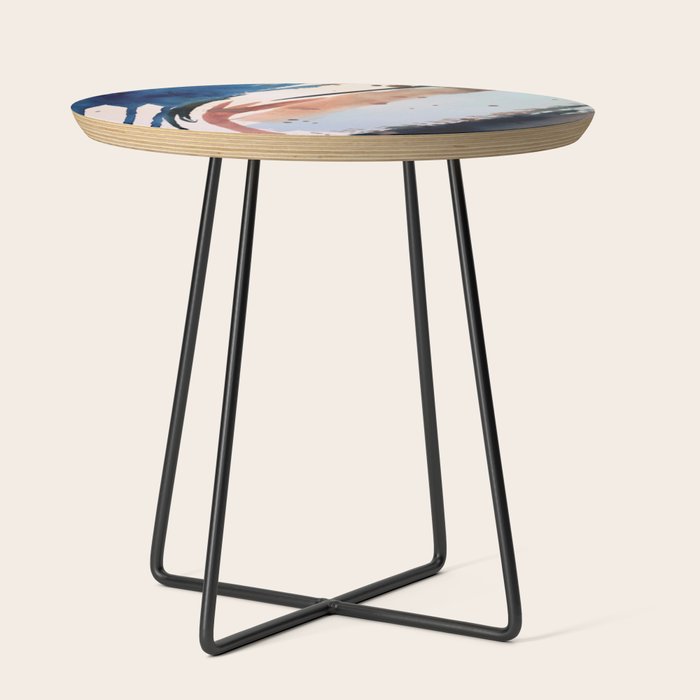 708 - a minimal mixed media abstract piece in blues, pinks, and white Side Table