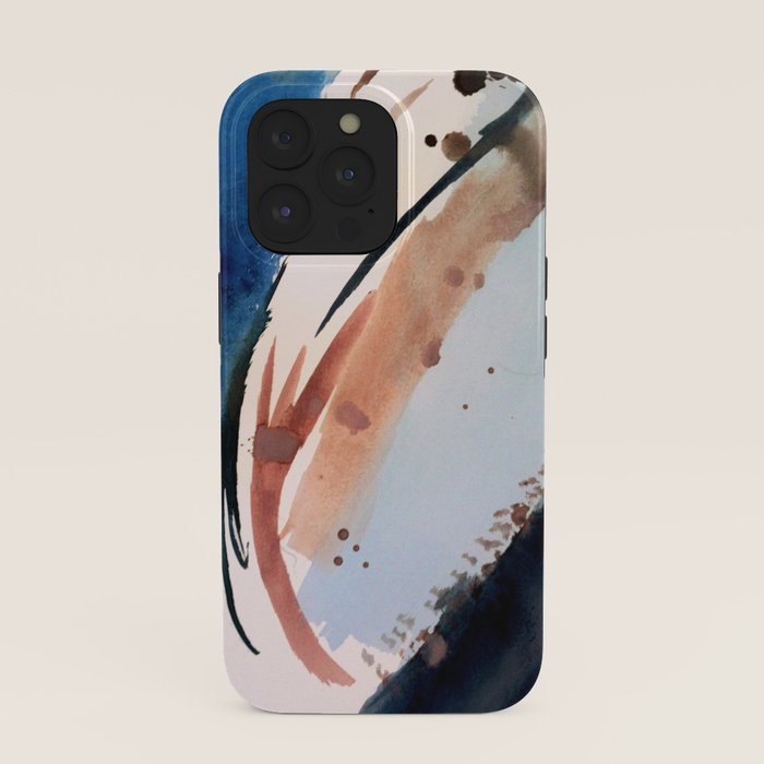 708 - a minimal mixed media abstract piece in blues, pinks, and white iPhone Case