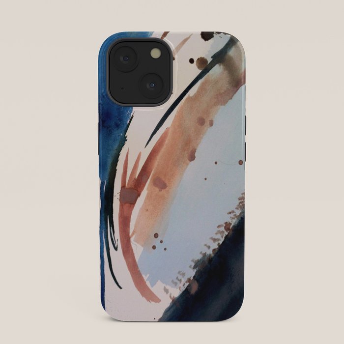 708 - a minimal mixed media abstract piece in blues, pinks, and white iPhone Case