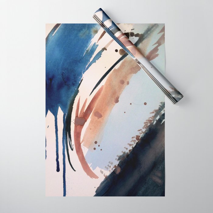 708 - a minimal mixed media abstract piece in blues, pinks, and white Wrapping Paper