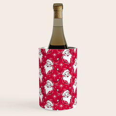 Tis The Season Retro Santa Red White Pattern Wine Chiller