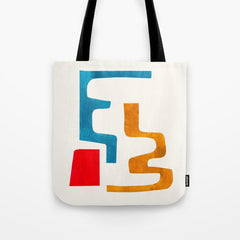 Falling Down' Paper Collage Fun Colorful Shapes Mid Century Minimal Abstract Art by Ejaaz Haniff Tote Bag
