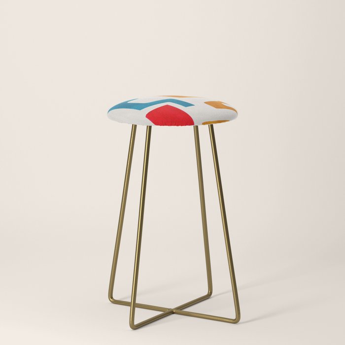 Falling Down' Paper Collage Fun Colorful Shapes Mid Century Minimal Abstract Art by Ejaaz Haniff Stool